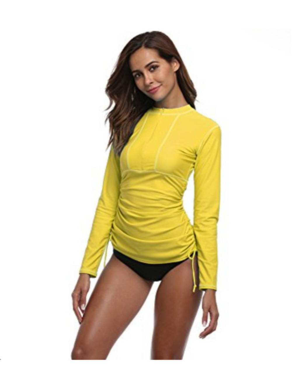 Women's Sailbee Long Sleeve Rash Guard Swim Top Yellow Size XS